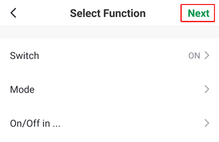 Select Function screen